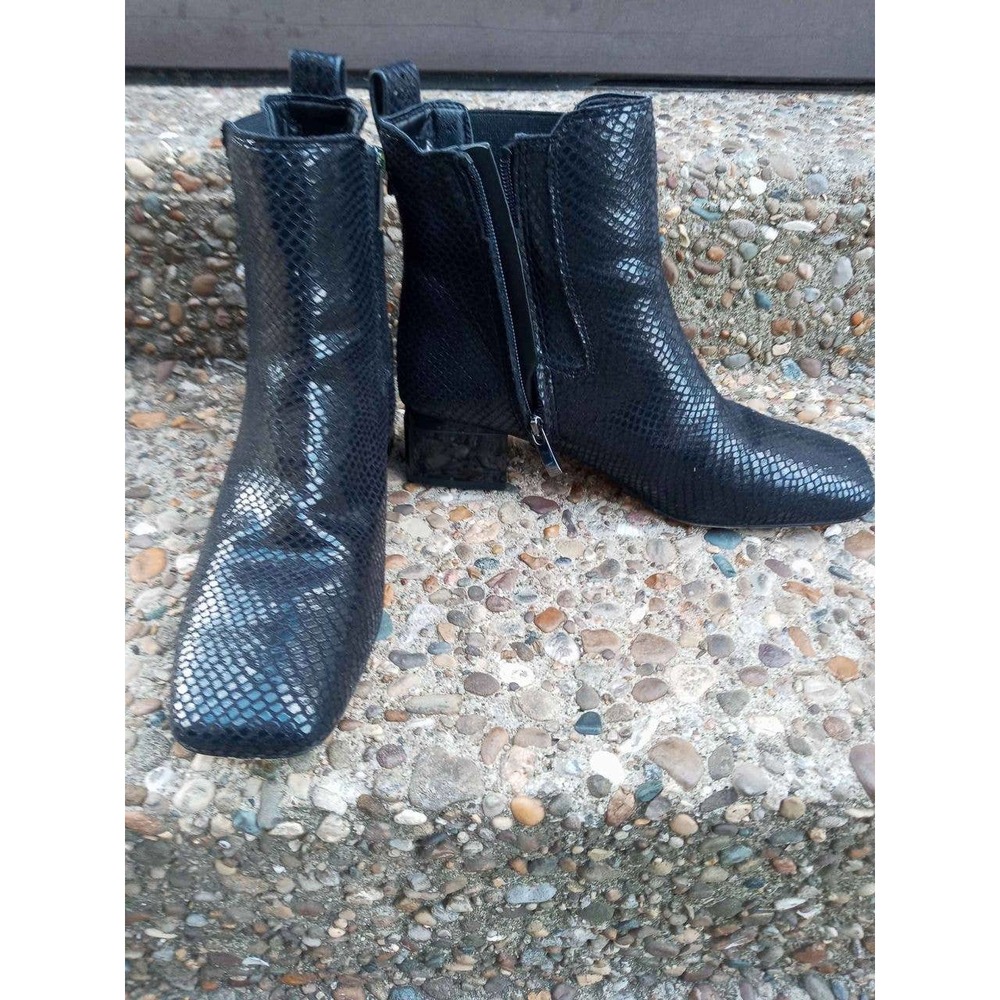 Frank Sarto  Embossed Fabric Black  Chelsea Booties - Size 6.5 / Model "Wandi"